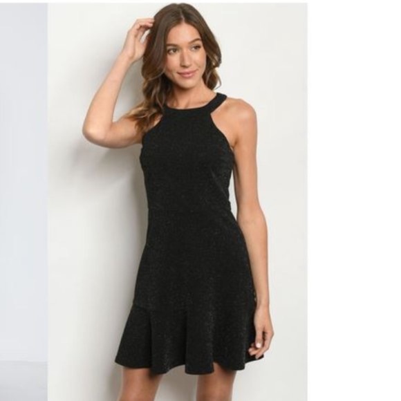 Gilli Sparkly Black Halter Top Dress Size S - Picture 2 of 13
